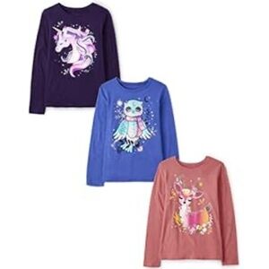 Lot/bundle of 3 long sleeve girls tees, size 10-12